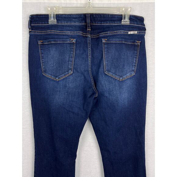 Kancan Jeans Anna Low Rise Boot Cut Dark Frayed Stretch Denim Boho Fall Casual - Picture 5 of 8